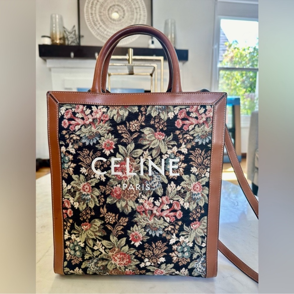 Celine Floral Patterned Tote Bag - Black and Brown